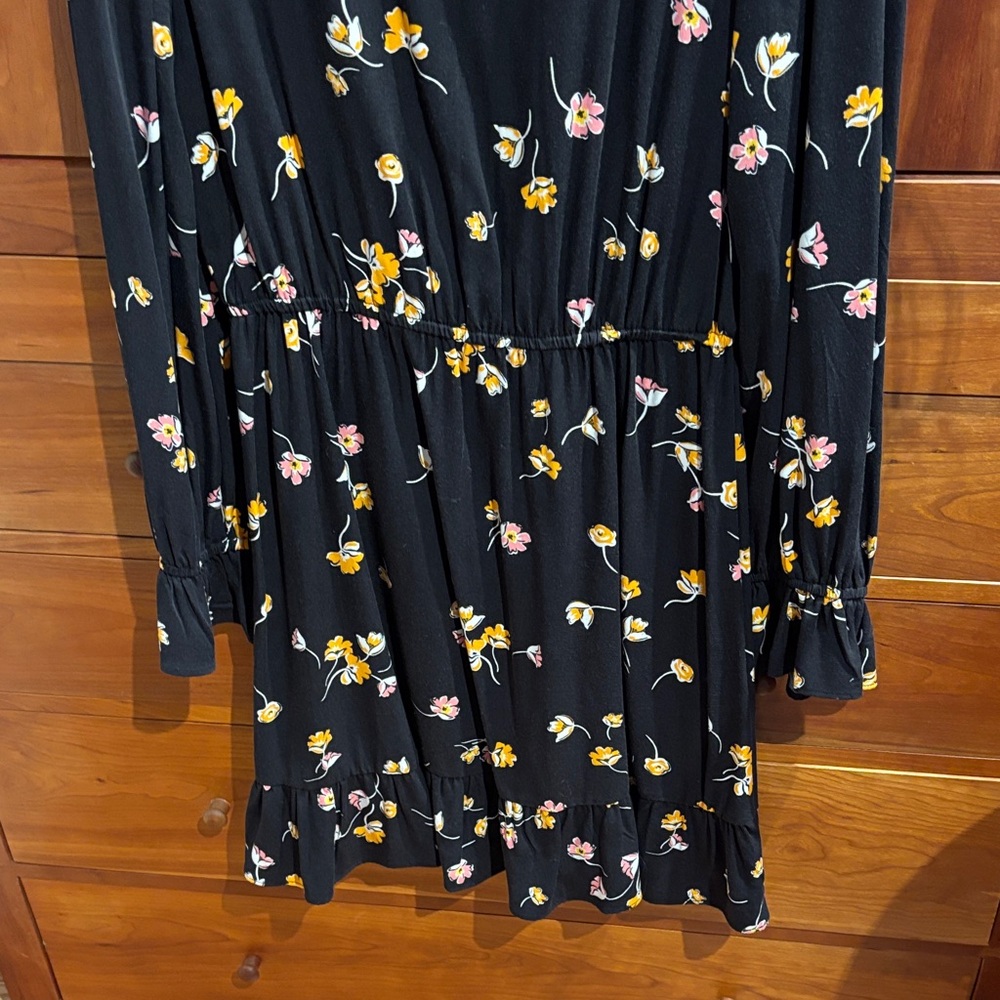 POPSUGAR Black Dress with Yellow Floral Design